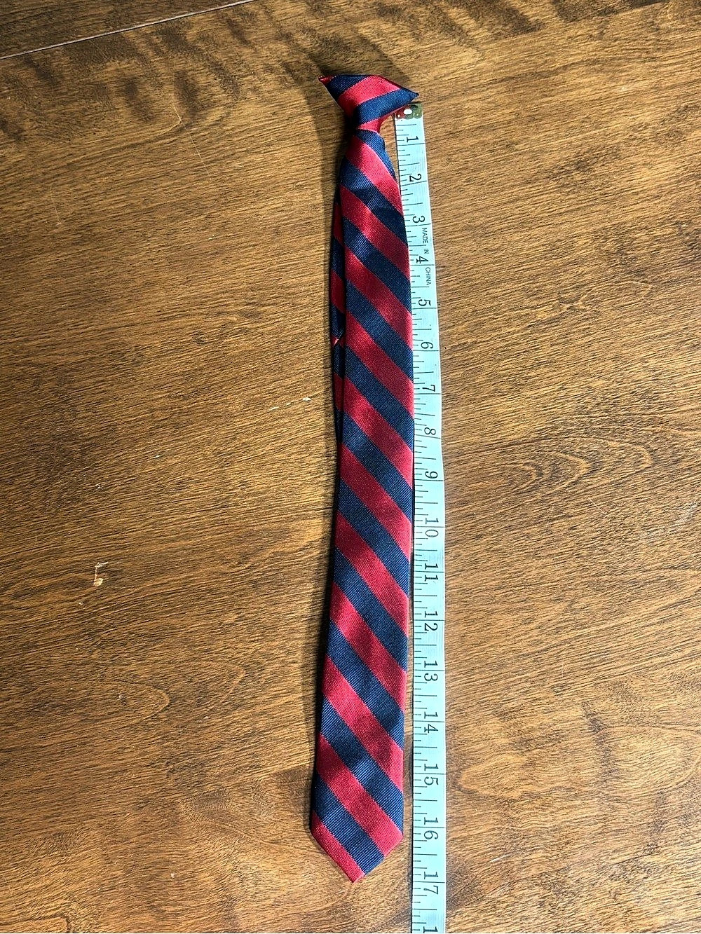 Vintage Red & Navy Blue Striped Clip-On Tie